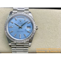 DayDate 228349 40mm Pres SS/SS Ice Blue/Dia EWF A3255