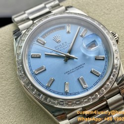 DayDate 228349 40mm Pres SS/SS Ice Blue/Dia EWF A3255