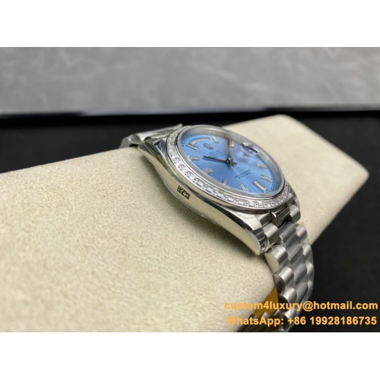 DayDate 228349 40mm Pres SS/SS Ice Blue/Dia EWF A3255