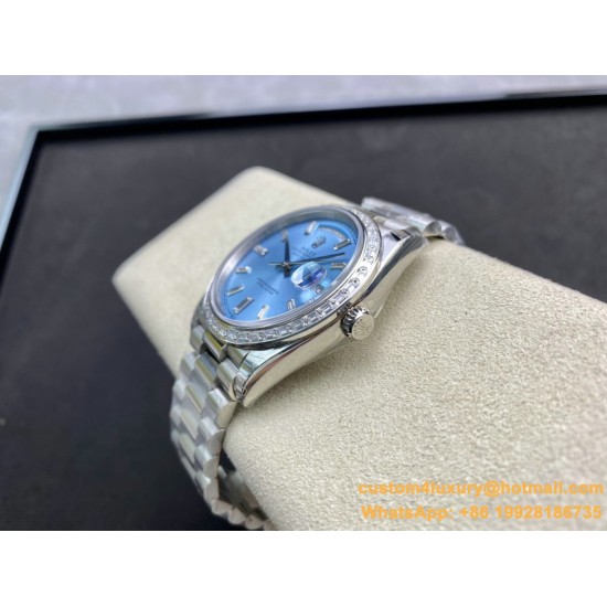 DayDate 228349 40mm Pres SS/SS Ice Blue/Dia EWF A3255