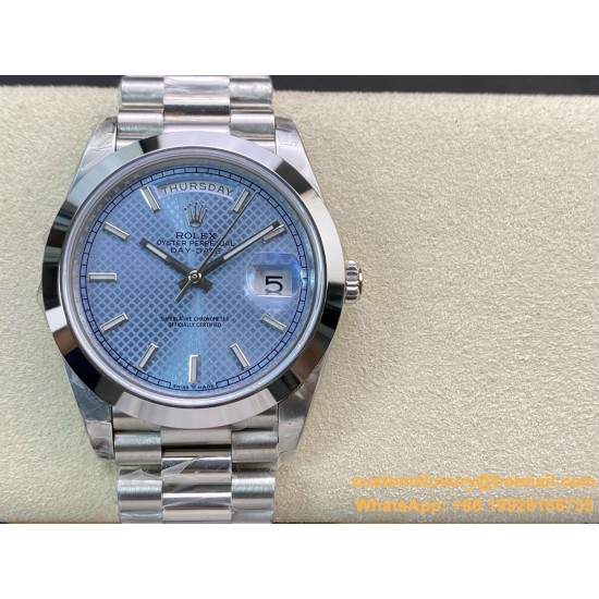 DayDate 228236 40mm SS/SS Ice Blue Textured Dial EWF V4 VR3255
