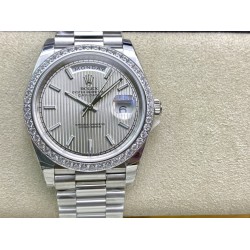 Rolex - DayDate 40mm Pres SS/SS Patterned Silver Stk Flut EWF VR3255