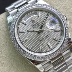 Rolex - DayDate 40mm Pres SS/SS Patterned Silver Stk Flut EWF VR3255